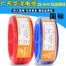 國標廣東華洋電線電纜BVV1.5/2.5/4/6平方純銅芯家裝雙皮單股硬線