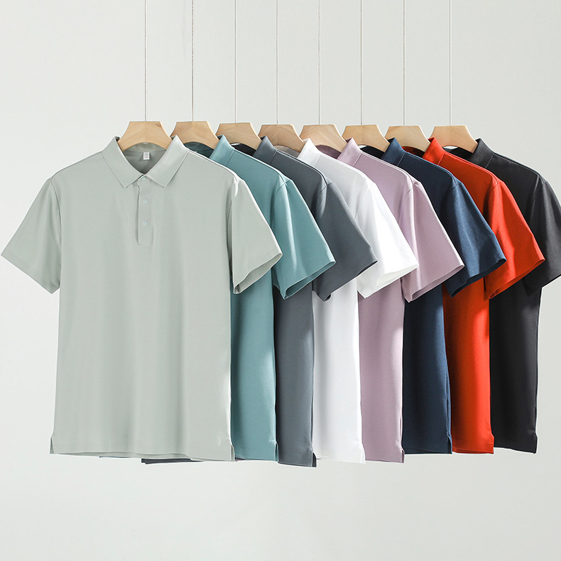 Cuatro cierre sin costura sensación fría 7A antibacteriana comercial con solapa camiseta polo camiseta personalizada ropa de trabajo sensación alta