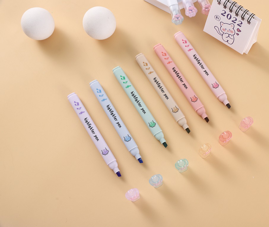 Cat Claw Highlighter Morandi Light Color Marker Soft Tip Color Pen display picture 4