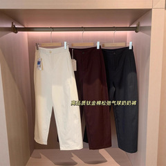 TWE！高品质钛金棉抗皱挺括气球奶奶裤高腰显瘦休闲裤女2025秋
