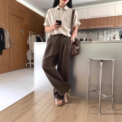 レイジースタイルの男性用コットンとリネンのワークパンツ、リラックスしたルーズストレート日焼け止めパンツ、リネン通気性のあるカジュアルスーツパンツ