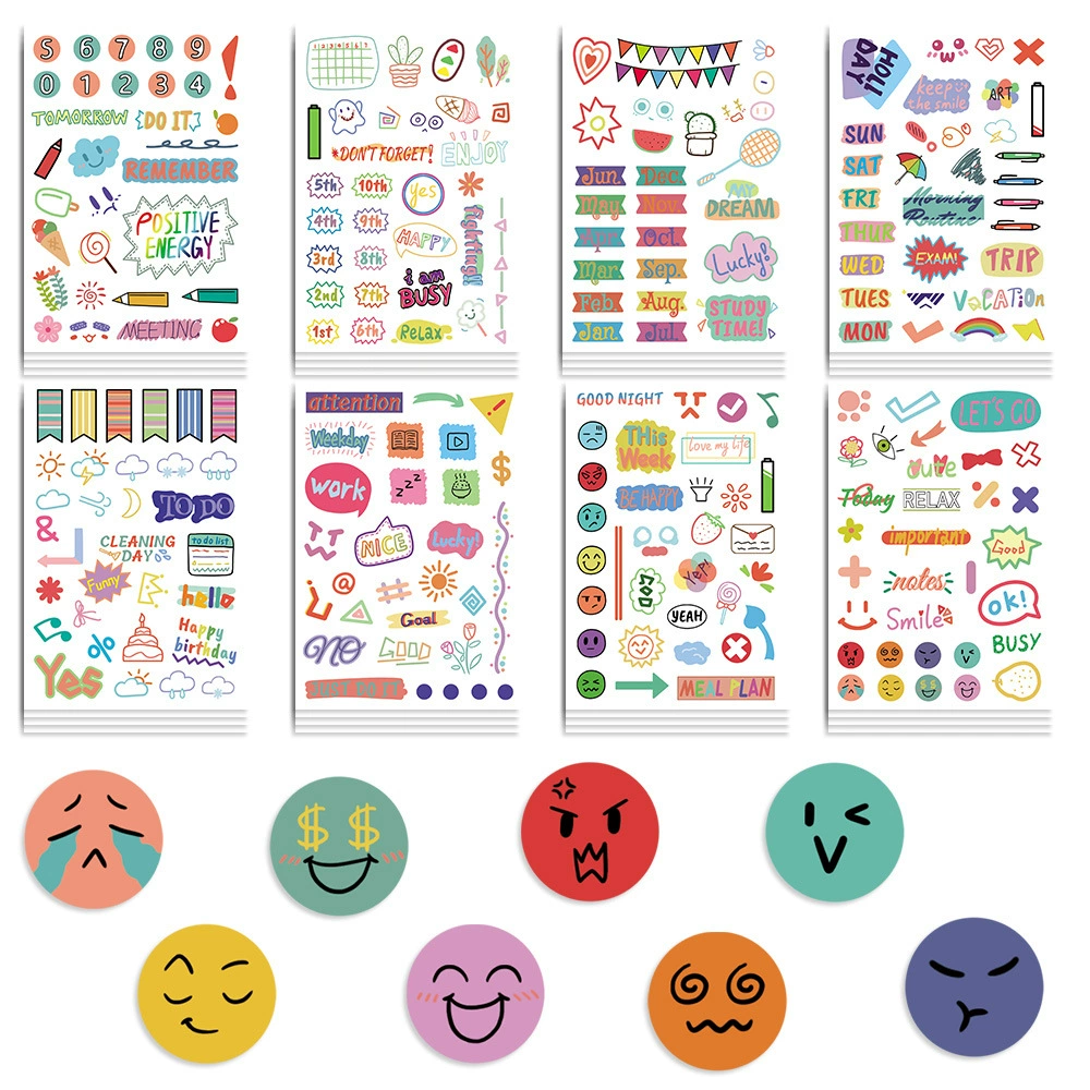 8 мультяшных рисованных элементов план книги граффити одеваются коллаж для украшения мобильного телефона водная чашка скейтборд водонепроницаемый DIY наклейки