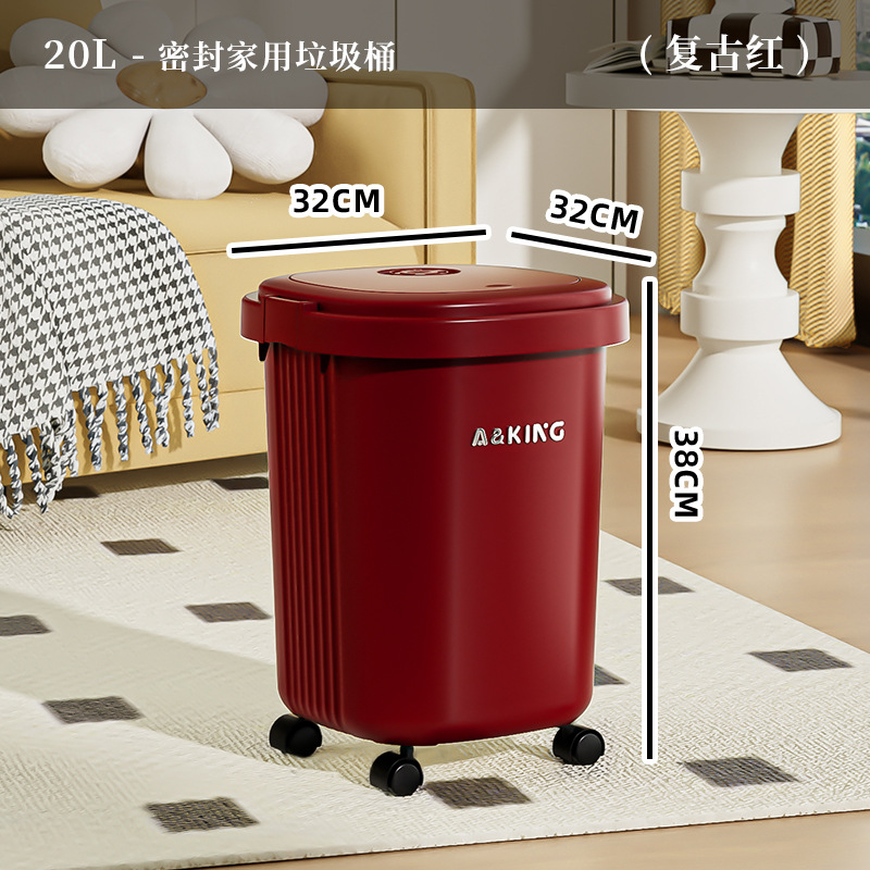 Basura doméstica cuadrada con ruedas de alto valor facial cubre cubo de inodoro de gran capacidad para sala de estar dormitorio cesta de papel especial para cocina