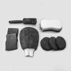 Car cleaning 9-piece set, car wipes, home car wash gloves, car wash towels, rags, waxing sponges, wheel brushes