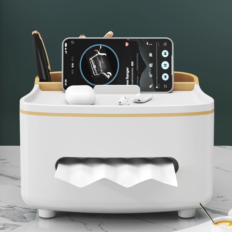 Caja de toallas de lujo ligera sala de estar caja de toallas de alta calidad mesa de té control remoto multifuncional para almacenar decoraciones creativas de escritorio domésticas