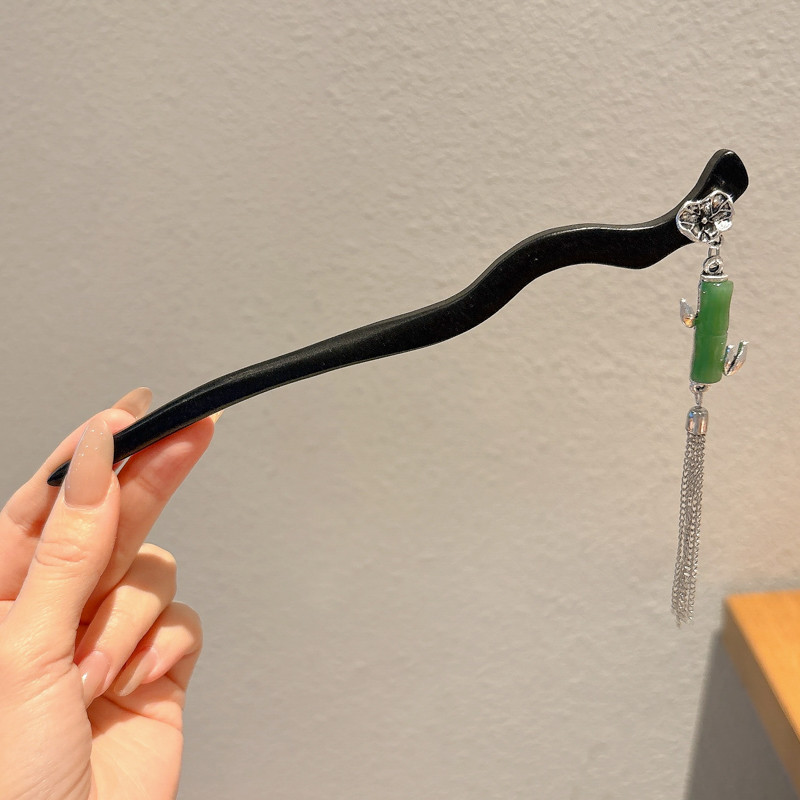 Horquilla estilo antiguo sentido de alta gama Horquilla de borla de sándalo chino Hanfu Traje antiguo Tapa para el cabello Suministro al por mayor Mujeres calientes