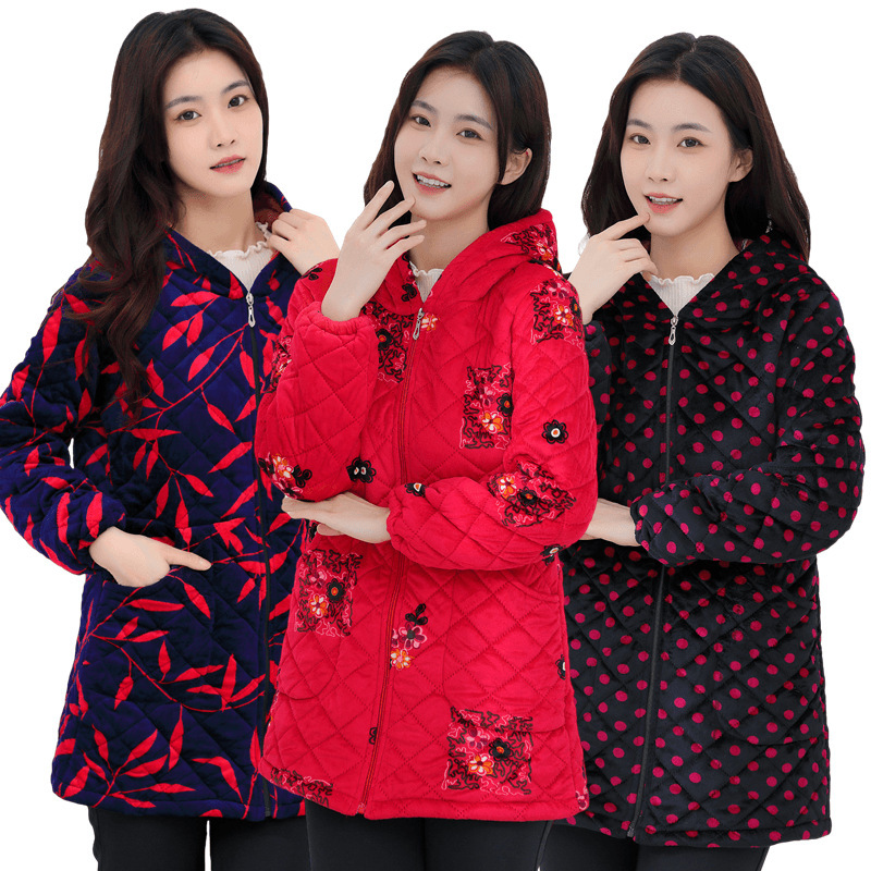New Thickened fleece-lined Overalls Work Clothes Winter Cotton-padded Coat Warm Mother's Cotton-padded Coat Mid-length Anti-oil Stain Apron