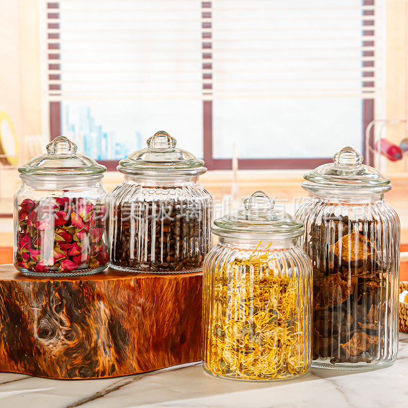 家用透明防潮防虫五谷杂粮储物罐加厚玻璃茶叶密封罐