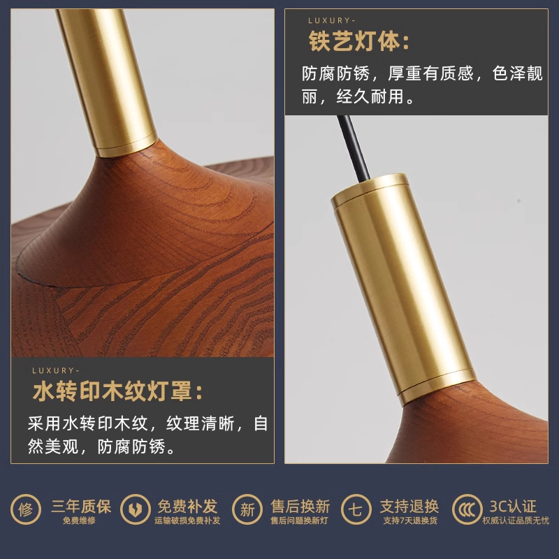 Candelabro de comedor estilo crema francés mesa de comedor simple barra de bar lámpara de OVNI habitación de nogal habitación junto a la cama lámpara de araña pequeña