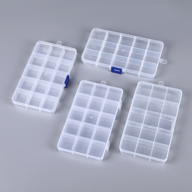 透明塑料盒可拆分卡槽15格整理零件盒包装元器件盒首饰收纳盒批发