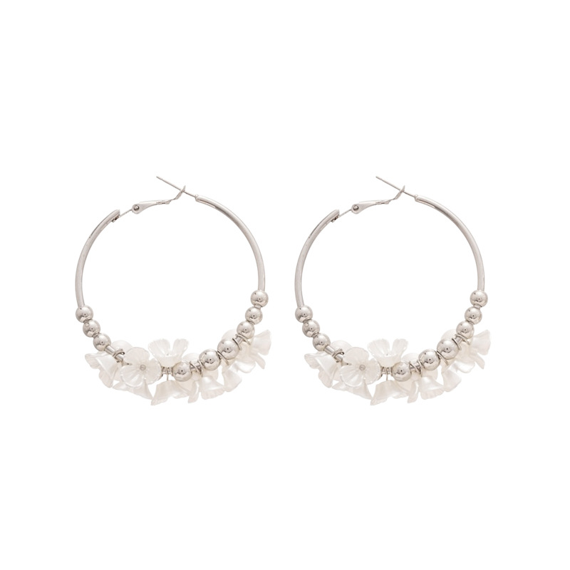 Pendientes redondos de flores de acrílico con aguja de plata, lujo ligero, sentido de alta gama, pendientes de moda simple transfronteriza, pendientes de nuevo estilo