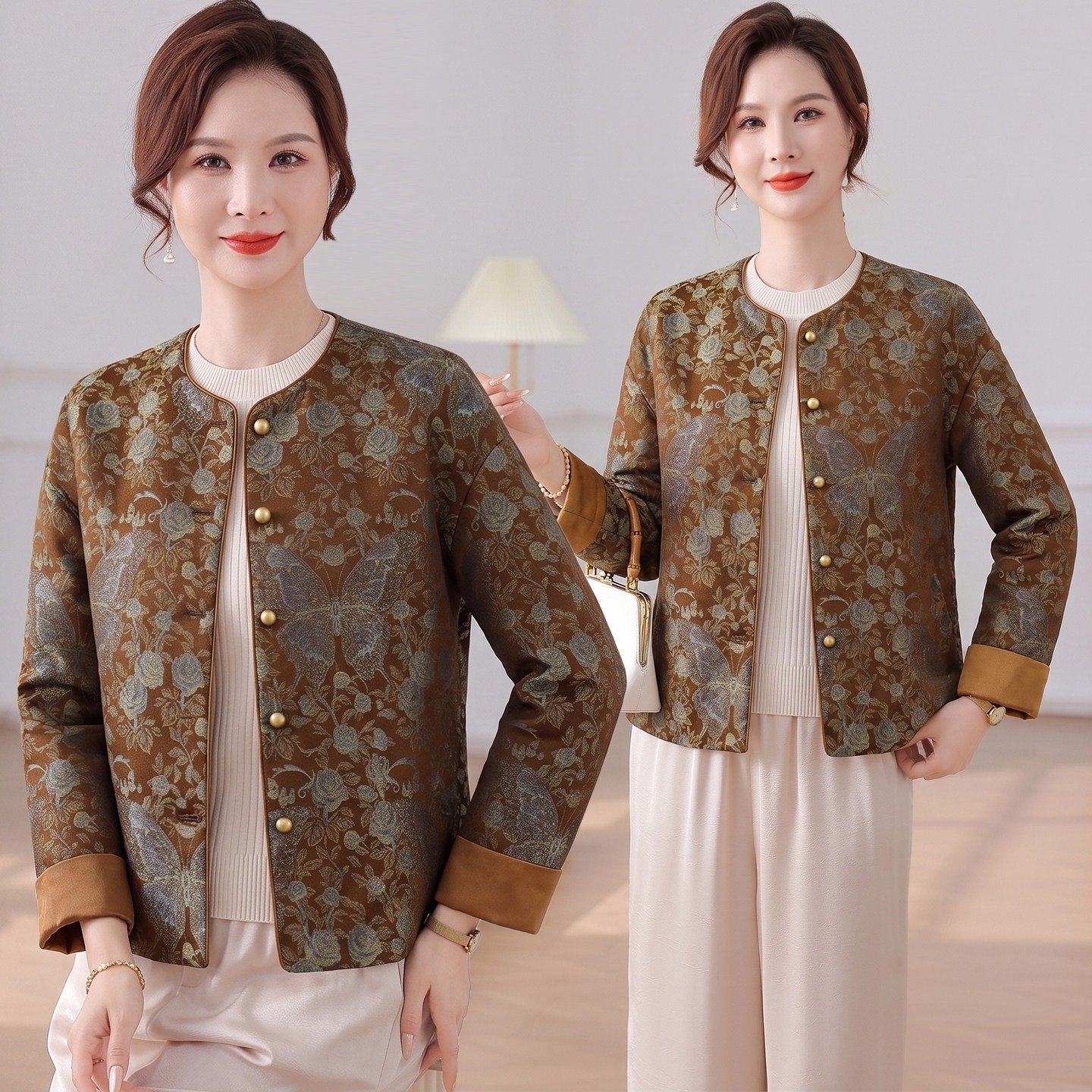 New Chinese-style autumn coat for mothers 2026, new national-style spring and autumn elegant lady's Tang suit top for middle-aged and elderly women