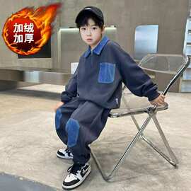 男童秋冬装加绒套装酷帅2026新款儿童卫衣运动服中大童秋款韩版潮