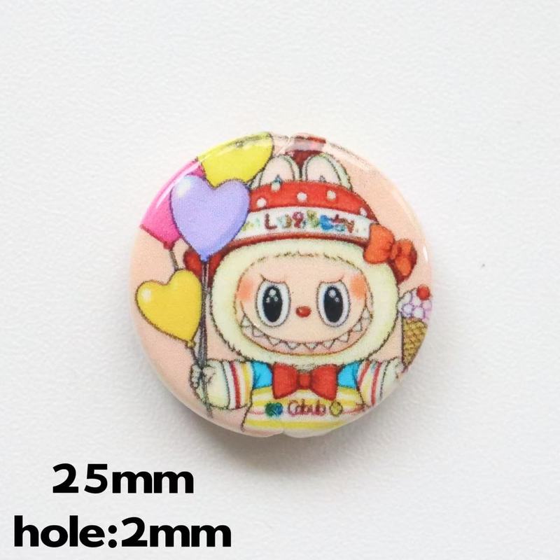 25mm印花圆片泡泡玛特SP星星人拉布布 直孔DIY串珠手机链包挂材料|undefined