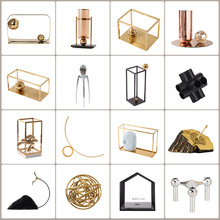 【清仓】意式轻奢几何抽象金属高档工艺品客厅艺术家居装饰品摆件