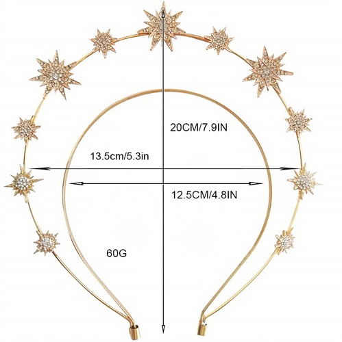 Cross-border European and American Halo style double-layered six-pointed star BOHO headband baroque diamond bridal catwalk performance hair accessories