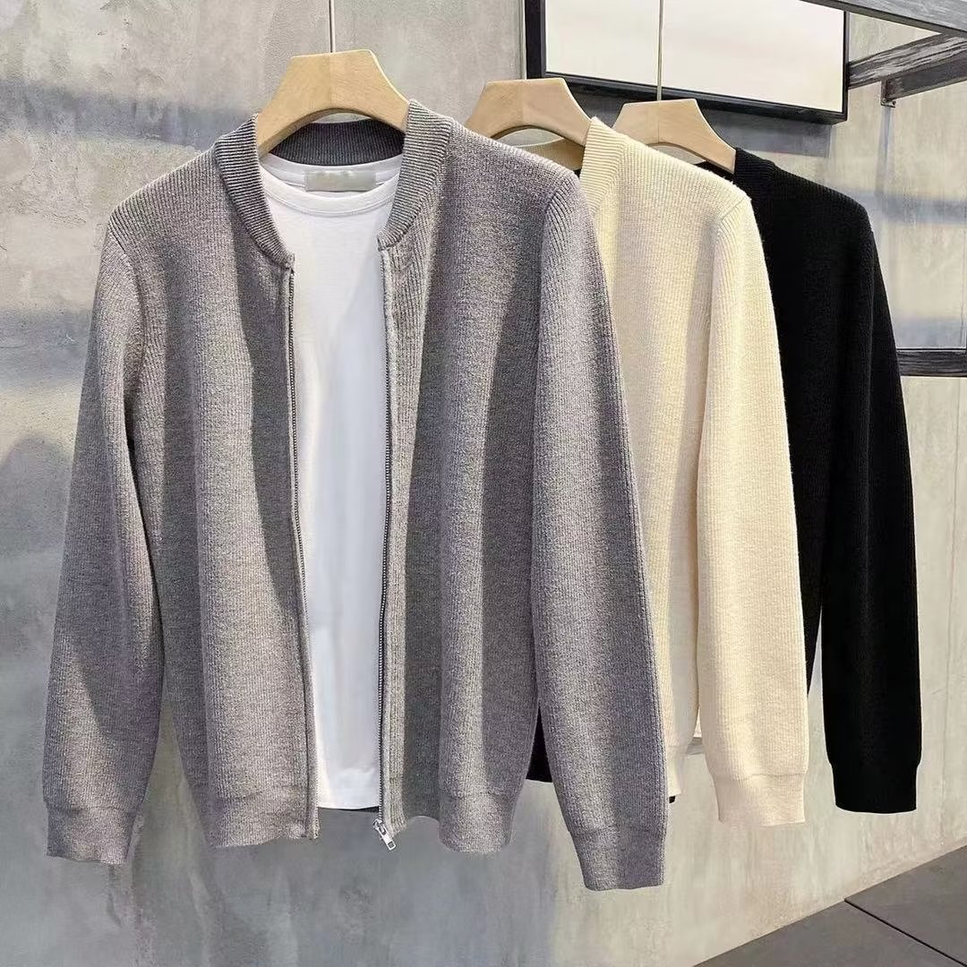 Herren Strickjacke Einfarbig Slim Fit Casual Strickpullover_voghion.com