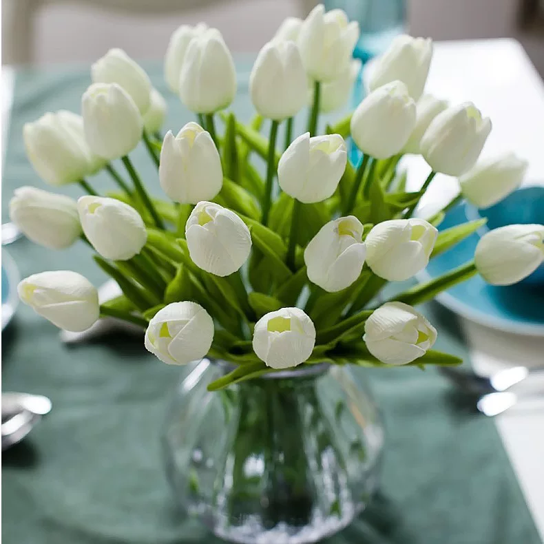 Mini Tulip Simulation Flower, High-Grade Polyurethane, 33 cm Stem, Single Stem Wholesale