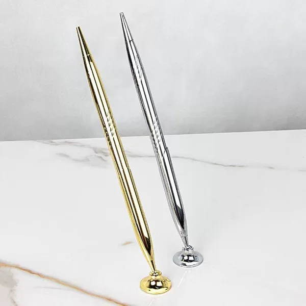 Cross-border hot sale high color value plating gold silver pen bank hotel front desk metal signature pen printing logo