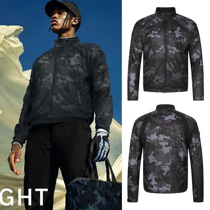 25 New Autum Golf Clothing Men's Stand-Up Collar Zipper Long-Sleeved Windbreaker Printed Camouflage Sunscreen Book Top