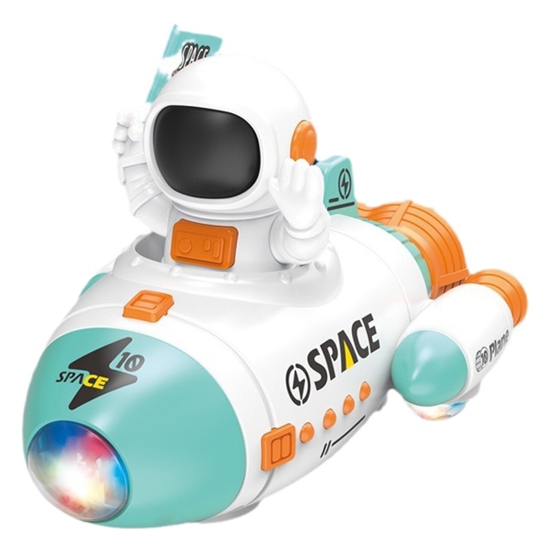 Juguete eléctrico transfronterizo Cohete de elevación de conducción universal Luz de música Espacio giratorio de 360 grados Juguete para niños
