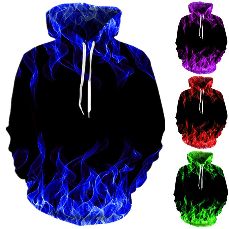 2025 Amazon Cross-Border Men's and Women's Casual Sweatshirts for Couples Flame 3D Digital Printing Colorful Cool Series 2025 Amazon Cross-Border Men's and Women's Casual Sweatshirts for Couples Flame 3D Digital Printing Colorful Cool Series