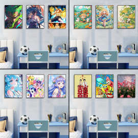 新款大尺寸钻石画diy40*50绷框相框儿童钻石画卡通粘贴画创意跨境