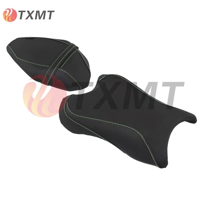 Seat Bag Seat Cushion — Motorcycle cushion - front-and-rear-seat-cushions-black-green-line