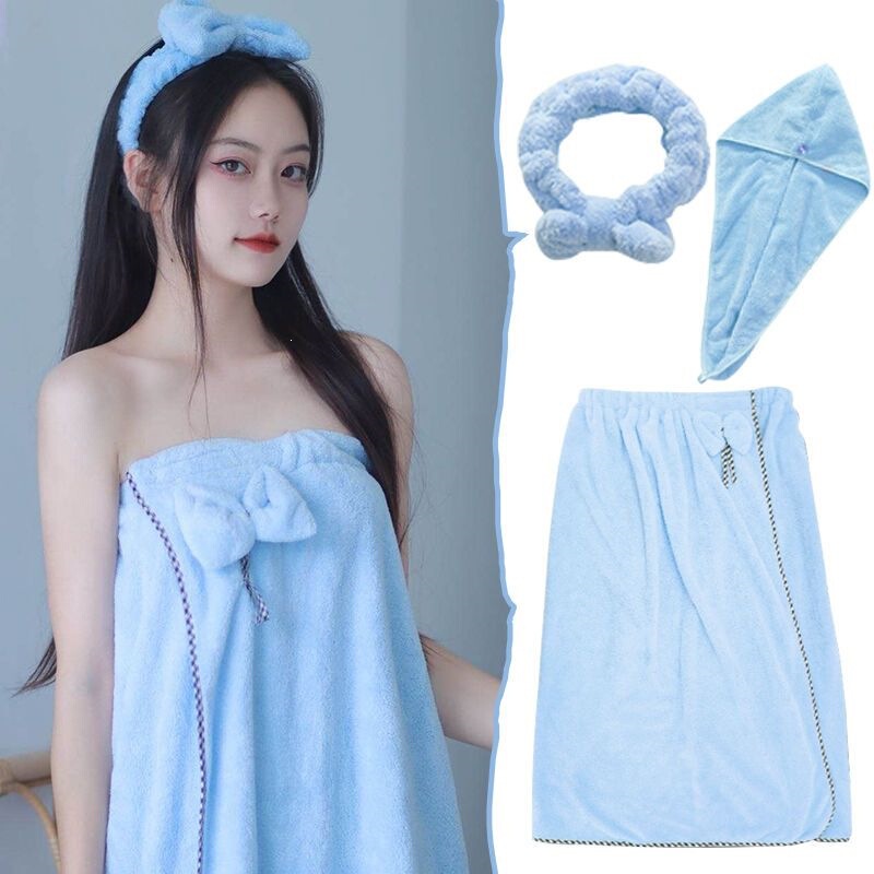 Korean-Style Cute Non-Pure Cotton Hair Drying Cap for Female Students, Absorbent and Non-Shedding Bath Towel, Wearable Sexy Tube Top Bathrobe Korean-Style Cute Non-Pure Cotton Hair Drying Cap for Female Students, Absorbent and Non-Shedding Bath Towel, Wearable Sexy Tube Top Bathrobe