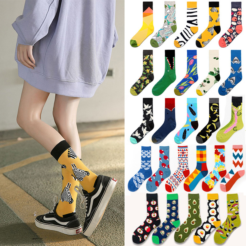Temu【Cross-Border】Best-Selling Amazon Dropshipping Xiyin Export Floral Socks Trendy Socks for Men and Women Couples Versatile Temu【Cross-Border】Best-Selling Amazon Dropshipping Xiyin Export Floral Socks Trendy Socks for Men and Women Couples Versatile