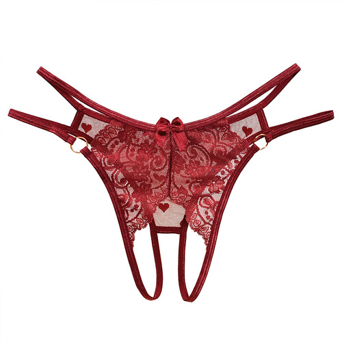 Japanese sexy underwear women's sexy open crotch outdoor no-take-off passionate hot lace temptation see-through thong