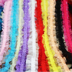 4cm Double-layer woven edge elastic lace snow chiffon band home textile slippers shoe clothing accessories floss flower
