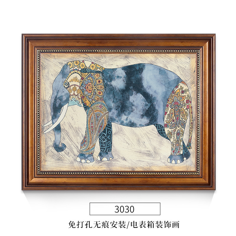 美式大象电表箱装饰画强电箱电闸开关盒挂画配电箱遮挡墙画免打孔|undefined