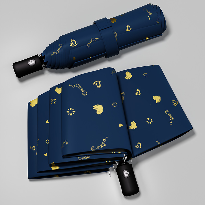 Rain Enjoy Paraguas calientes Paraguas de dibujos animados de amor dorado Paraguas de sol para niños Paraguas plegable de doble uso Sensación de alta calidad Paraguas de protección solar