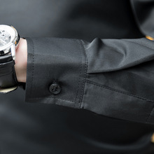 秋季新款青年韩版潮流修身工装衬衫男长袖商务休闲经典纯色白衬衣