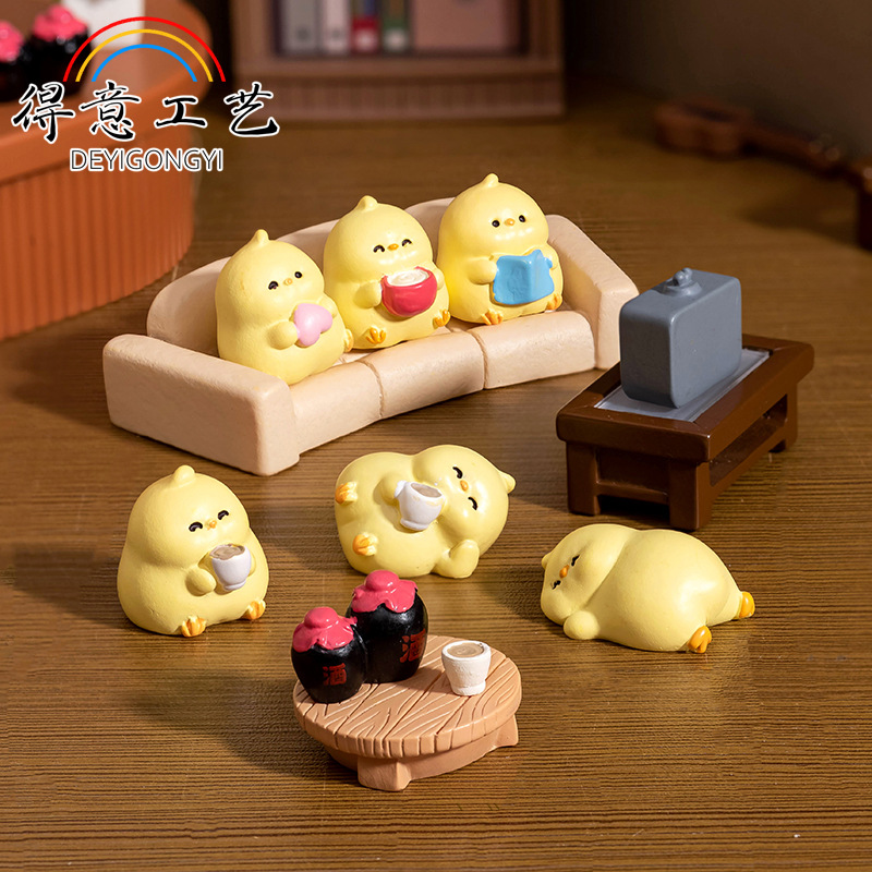 微景観置物クリエイティブかわいいカジュアル楽しいひよこDIY家庭装飾アクセサリーデスクトップ車置物
