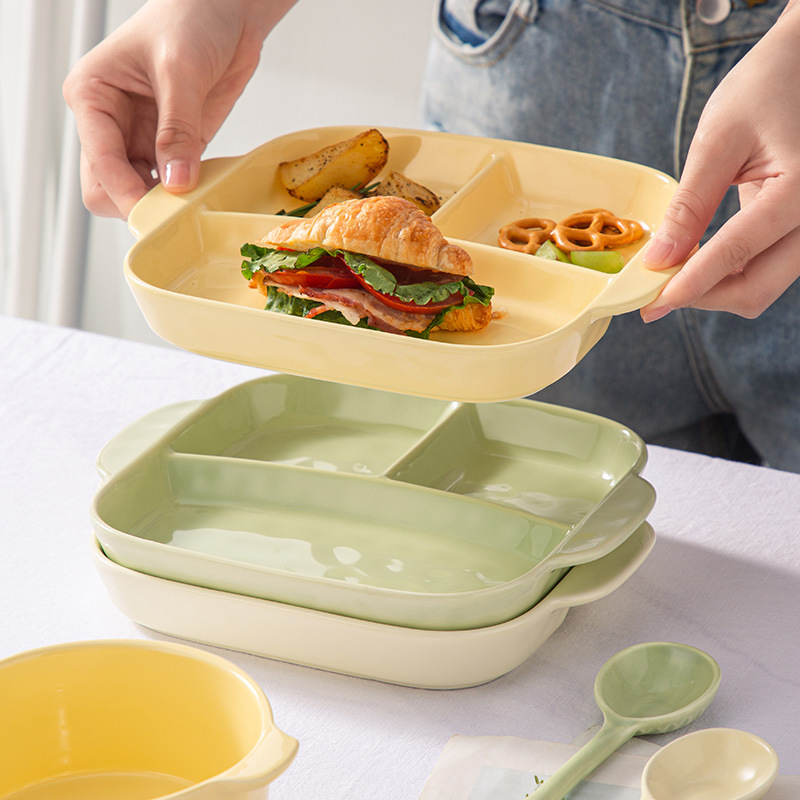 Inswind Plato de cerámica nuevo tipo 211 plato de cerámica de tres grasa plato de cerámica de plato para adultos una sola mesa