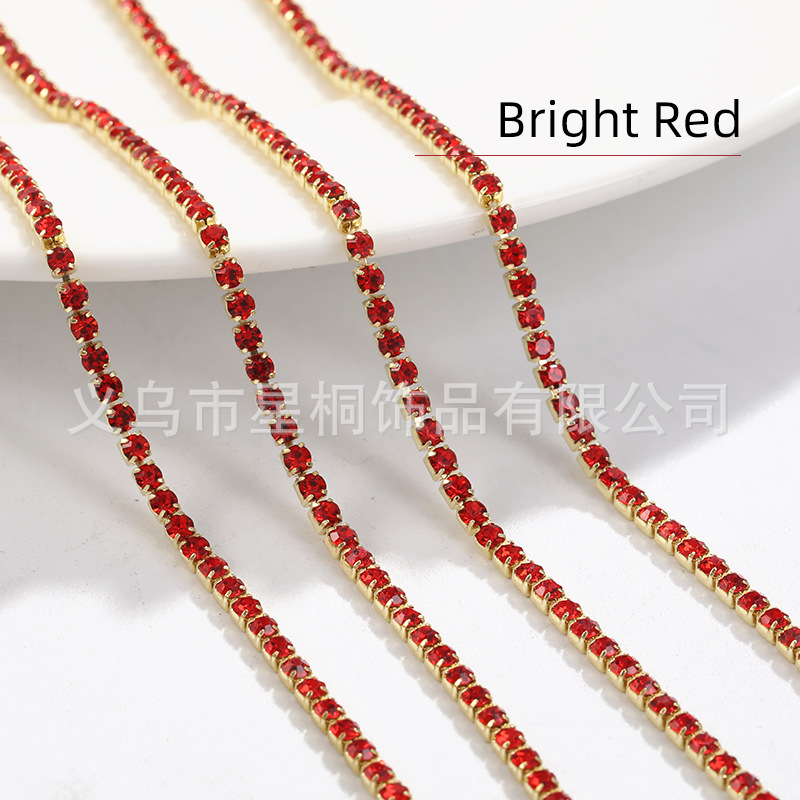 Ventas directas transfronterizas 2mm-3mm fondo de cobre color cuatro esquinas cadena de garras cadena de diamantes densa ropa de bricolaje accesorios para vestidos de novia