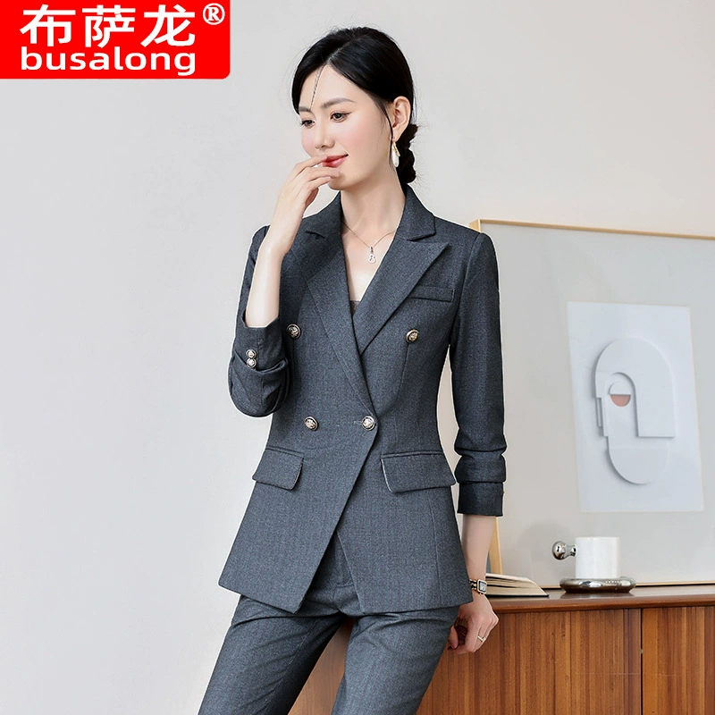 Новый женский профессиональный костюм с длинными рукавами и брюки busalong, деловой костюм, рабочая одежда для женщин 6110