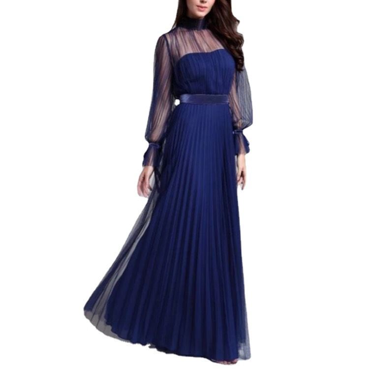 블루 우아한 저녁 원피스 여성 연회 연례 회의 대기 긴 보통 현대 분위기 퀸 원피스 입고