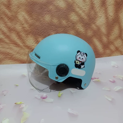 Electric Motorcycle Helmet Drop-Resistant Lightweight Motosiklet kaskı (dəbilqə) - no-11-light-blue-transparent-short-mirror-7-15-years-old