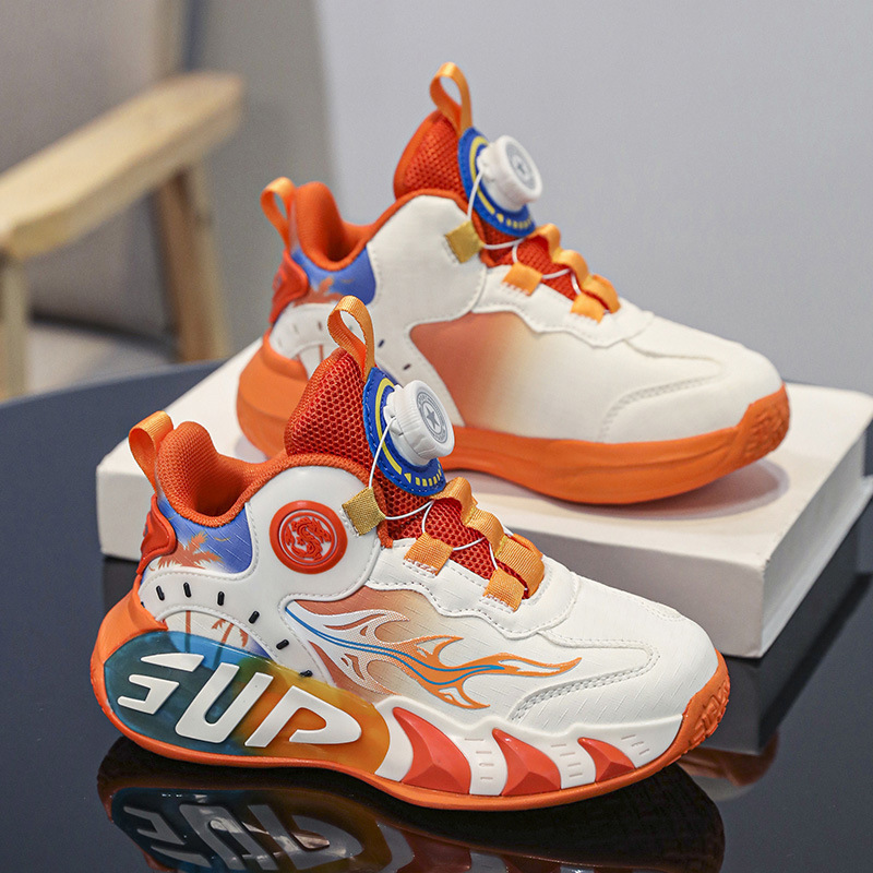 Calzado deportivo para niños y niñas Calzado de baloncesto para niños con fricción y sonido Calzado de entrenamiento ligero transpirable de malla de nuevo estilo de verano