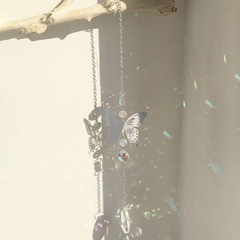 Cross-border bestseller butterfly natural crystal hanging colorful sun catcher minimalist home bedroom window decoration pendant