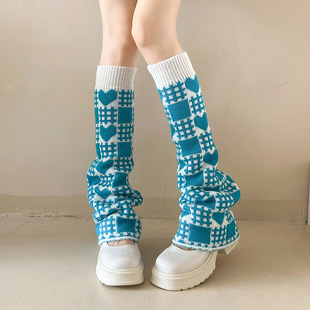 Mid-length stockings Y2K wide-leg sock cover subculture Lolita style calf pile cover square heart JK calf cover