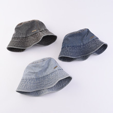 韩版水洗牛仔渔夫帽子四季款小标点缀外贸帽子明线复古男女盆帽