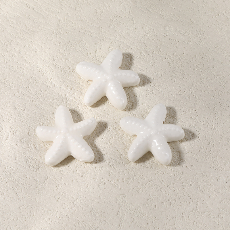 海星陶瓷珠手绘珠穿孔海星散珠 手工diy手链项链挂饰串珠饰品配件|undefined