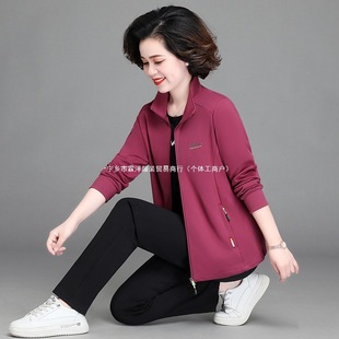 Brand middle-aged and elderly women's casual sportswear suit women's coat 2025 new mother loose foreign style spring and autumn clothes