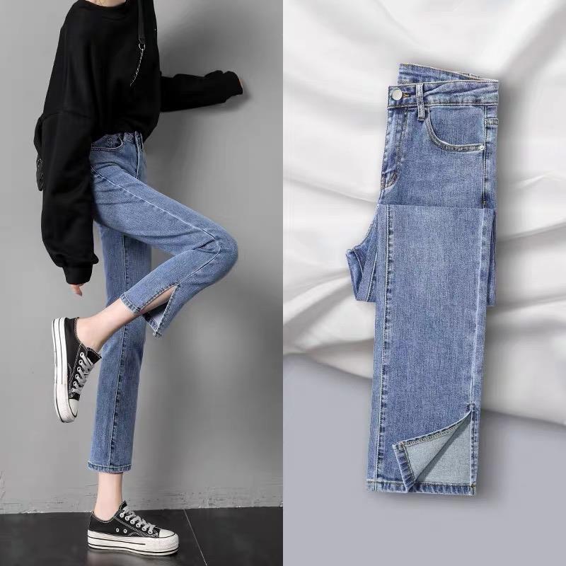 Split Straight Autumn Jeans Women's Loose 2024 New High Waist Slim-Fit Small Smoke Tube Pants Split Straight Autumn Jeans Women's Loose 2024 New High Waist Slim-Fit Small Smoke Tube Pants