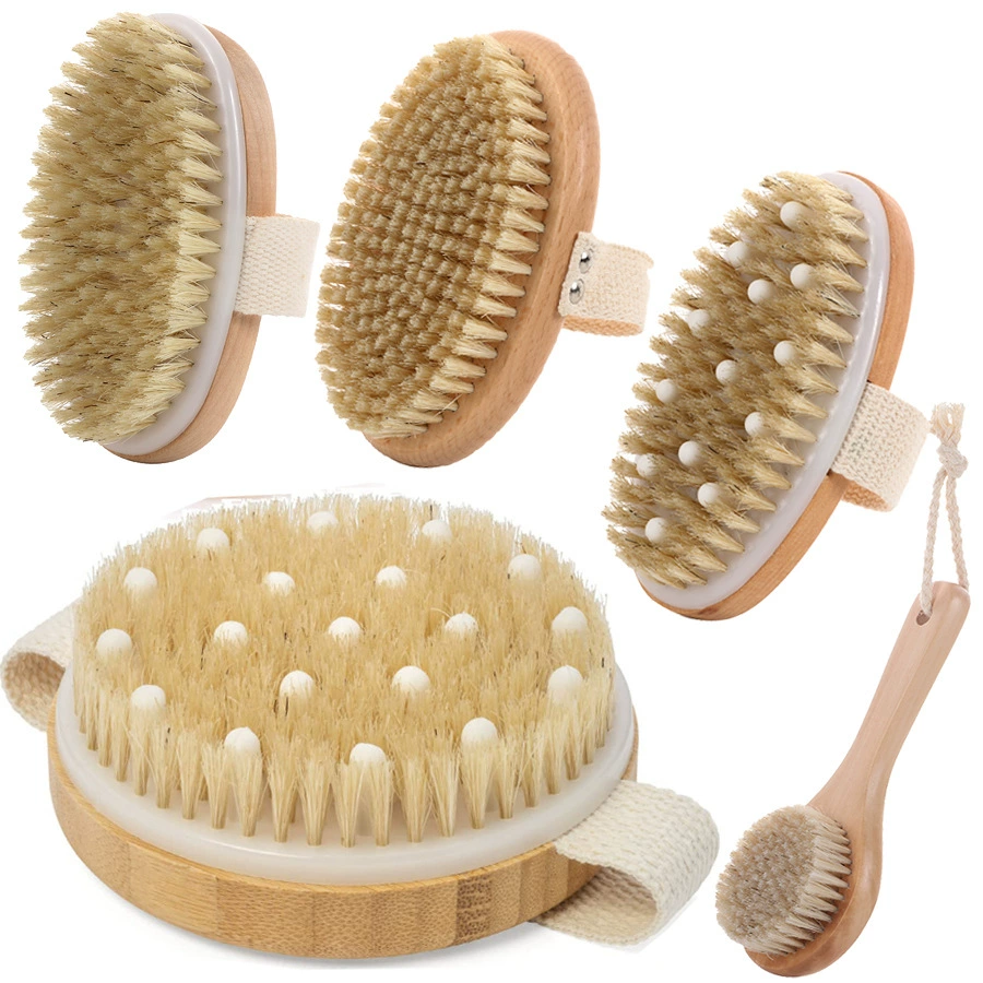Amazon Cross-border Bristle Brush Massage, Bathing Brush Handburse Bath Brush Brush Round Bath Brush Brush Hemu Bath Brush