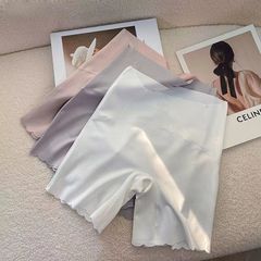 Seamless ice silk safety pants for women in summer, thin, anti-exposure, high-waist, no-wear underwear, belly-control pants, non-curling three-quarter pants